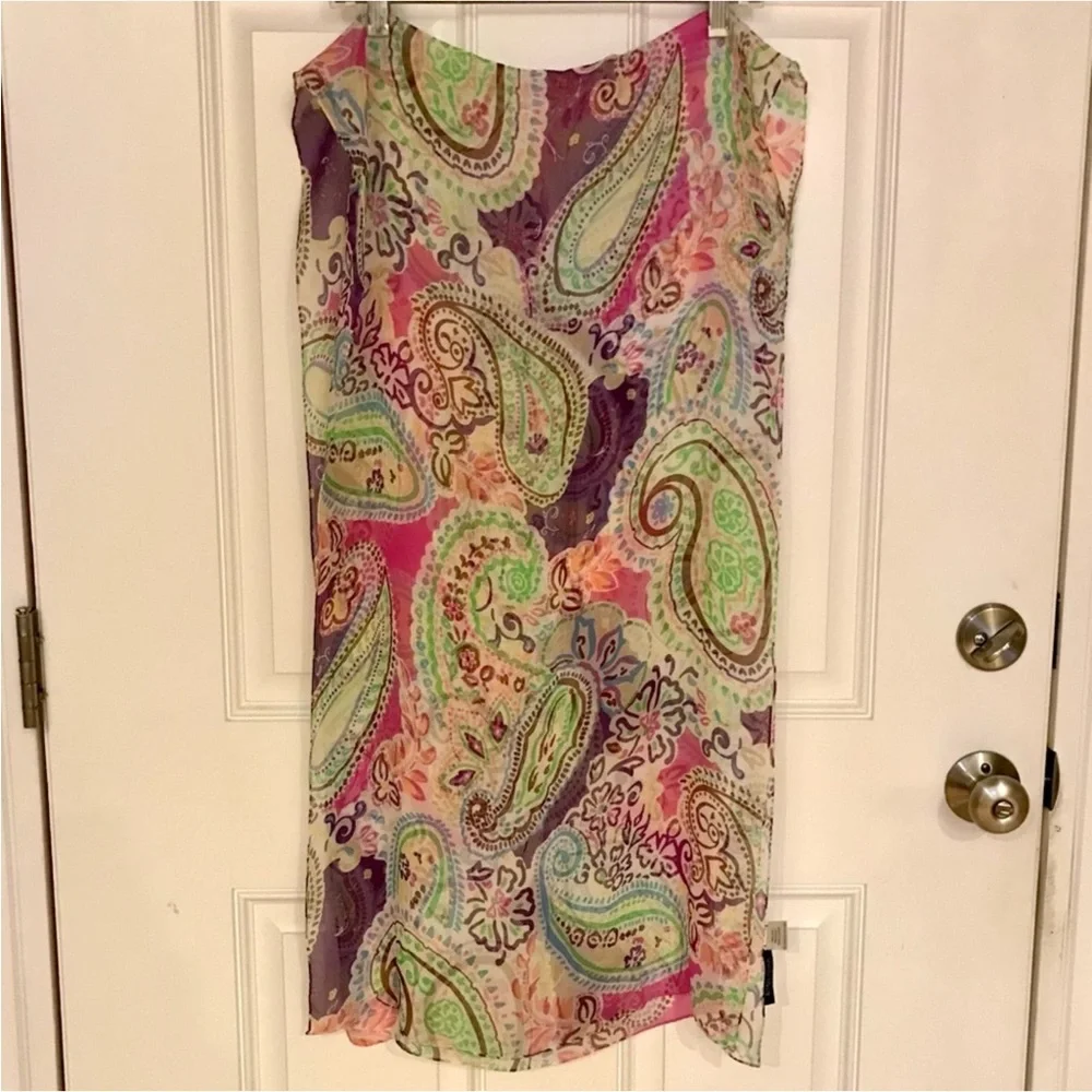 ETCETERA 100% Silk Scarf *Colorful Paisley Print*